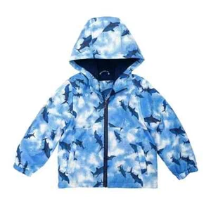 NWT Carter's Shark Print Fleece Lined Windbreaker Blue Boys Size 7 - Picture 1 of 4