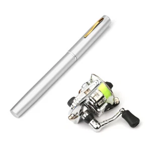 Pocket Collapsible Fishing Rod Reel Combo Mini Pen Fishing Pole Kit J3G6 - Picture 1 of 10