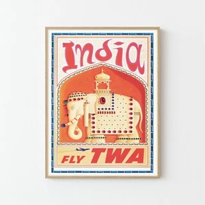 Póster de viaje vintage India, Bharat impresión de bellas artes | Decoración del hogar - Imagen 1 de 8