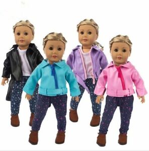 Doll Clothes Leather Jacket Fashion Pants For American Girl Dolls 18 Inch 45 CM