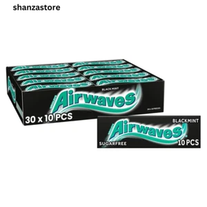 Airwaves Black Mint Sugarfree Chewing Gum Menthol Freshness 30 Packs 10 Pieces - Picture 1 of 10