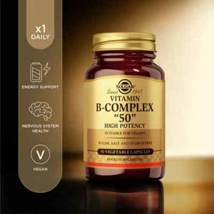 Solgar High Potency Vitamin B-Complex "50" Vegetable 50 Capsules - Picture 1 of 3