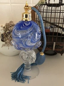 Gorgeous Hand crafted Blown Art perfume bottle Atomizer With Tall Glass Stand - Picture 1 of 7