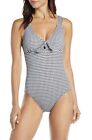 Tommy Bahama Gingham Womens Tie Front One-Piece Reversible Black 16 Swimsuit