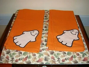 Juego de 2 servilletas Longaberger naranja Halloween fantasma - Imagen 1 de 4