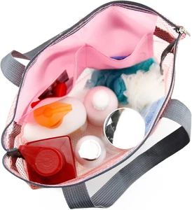 Mesh Shower Caddy Hanging Organizer Bag Portable Toiletry and Bath with Zipper - Picture 1 of 12