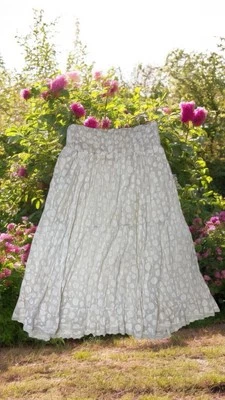 Maxi Falda Crema Lunares Transparente Sin Mangas Italia Romántica Verano Boho Casa de Campo Playa L Foto 1 de 4