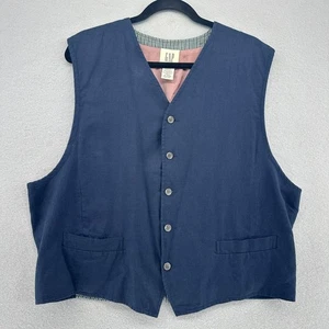 90s Gap Vest Button Down Sleeveless Layering Top Blue Mens XL Preppy Grandpa VTG - Picture 1 of 6