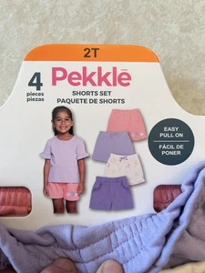 Pekkle Mädchen 4-teiliges Shorts Set. Creme, Lavendel, Rosa, Violett - Neu mit Etikett - Bild 1 von 29