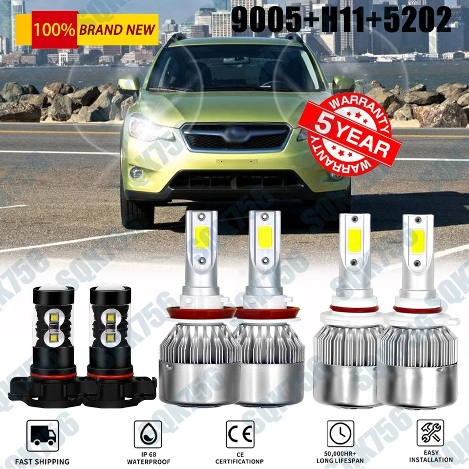 Combo de 6 faros LED altos bajos antiniebla para Subaru XV Crosstrek 2013-2014 Foto 1 de 4