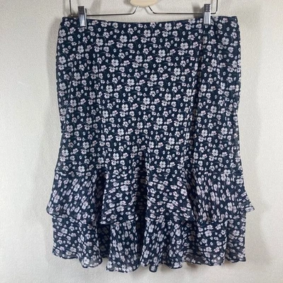 Falda sin Mangas Chaps Midi Grande Negra Ditsy Floral Volantes Cottage Fairy Grunge Foto 1 de 4