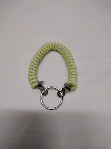 Spiral Paracord Wrist Keychain Neon Green/White NWS-1 - Picture 1 of 3