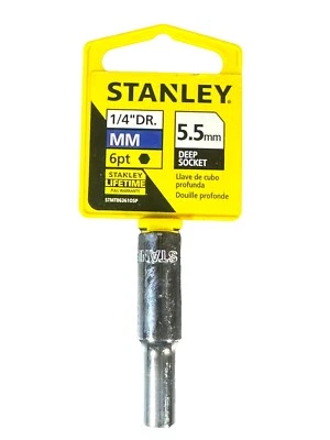 ~NUEVO~ STANLEY 1/4” Unidad Métrica 6 Puntos 5.5mm Profundo Enchufe Herramienta de Garantía de por Vida Foto 1 de 2
