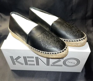 Kenzo Paris Leather Tiger Embossed Espadrilles Slip On Shoes Woman Sz 36 -US 5.5 - Picture 1 of 5