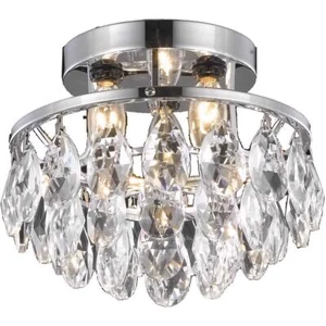 Chrome Crystal Flush Mount Ceiling Light Kitchen Bathroom Foyer Lighting Fixture - Picture 1 of 2