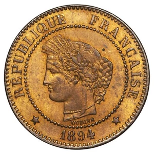 France 2 centimes Cérès 1894 A Paris SPL bronze F.109 Gad.105 monnaie française - Imagen 1 de 2