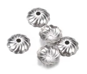 Qty.25, 7x2mm Flower Stainless Steel Bead Caps - Buy 3 Save $5 - Picture 1 of 1