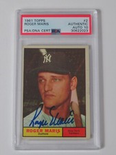 Roger Maris YANKEES Signed Autograph 1961 Topps Card # 2 PSA 10 Auto