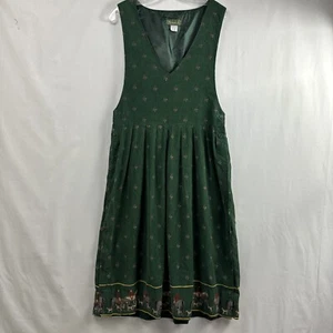 Vintage Fenwick Dress Womens 10 Green Corduroy Jumper Equestrian Side Buttons - Picture 1 of 13