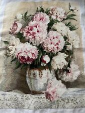 completed finished cross stitch Flower Vase 19''x 25'' Unframed NEW