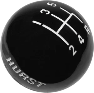 5 speed logo imprinted shift knob BLACK 3/8"-16 for Hurst chrome shifter sticks - Picture 1 of 4