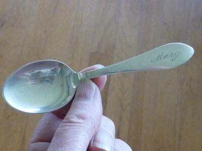 Cuchara Art Deco 1925 Old Hampshire Concord plata esterlina bebé niño MARÍA Foto 1 de 3