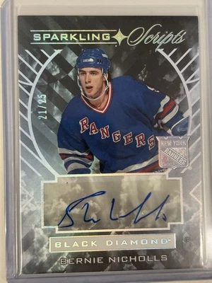 2021-22 Upper Deck Black Diamond Sparkling Scripts Bernie Nicholls automático/25 Foto 1 de 2
