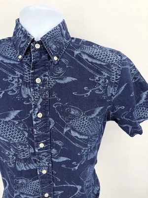 Camisa Ralph Lauren Para Hombre Pequeña Pesca Gráfica Abotonada Calce Ajustado Azul Algodón Foto 1 de 4