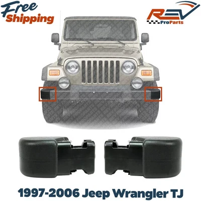 New Front Bumper End Caps Set of 2 For 1997-2006 Jeep Wrangler TJ Foto 1 de 4