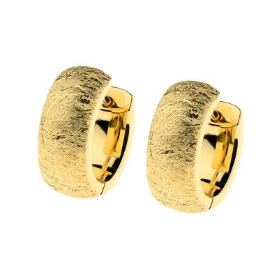 Ernstes Design Ohrringe Scharnier-Creolen Edelstahl mit gekratzter Optik  E643 - Bild 1 von 2