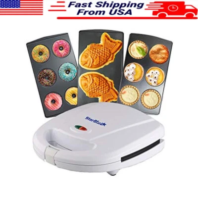 3 in 1 Mini Donut Pie Taiyaki Maker Non-Stick Detachable Plates Efficient Baking - Image 1 of 4