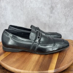 Marc Anthony Loafers Mens 11 M Black Faux Leather Horse Bit Slip On Shoes - Picture 1 of 13
