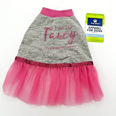 Top Paw Apparel para perros elegante vestido de tul pequeño rosa y gris (soy tan elegante) Foto 1 de 2