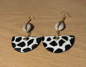 Handmade Bovine Bone Animal Print Earrings/Birthday Tribal Gift/Ethnic Jewellery - Picture 1 of 4