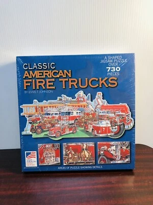 Classic American Fire Trucks Shaped Puzzle 36" x 15 1/2" NEW SEALED BOX 730 pcs - Image 1 of 4