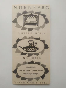 Vintage Nurenberg Germany List of Hotels with Map 1960 - Foto 1 di 6