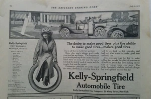 Kelly Springfield 1912 neumáticos de automóvil empresa chica logotipo anuncio vintage - Imagen 1 de 1