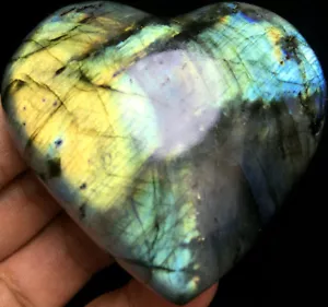 Espécimen de corazón pulido cristal de cuarzo labradorita natural 154 g G16 - Imagen 1 de 12