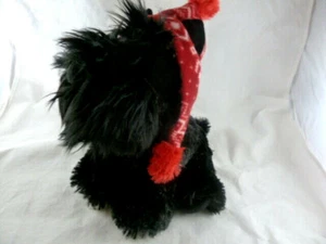 Aurora Scotty Scottish Terrier Winter Christmas Red fleece Hat plush 10" - Picture 1 of 5