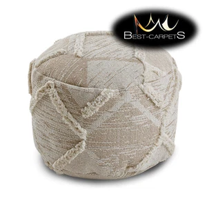 Modern beautiful POUFFE "CYLINDER" for sitting 50x50x50cm beige cream BOHO - Picture 1 of 8