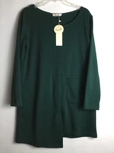 Dress V Fashion Green Pullover Dress with Pocket Long Sleeve Ladies Large New - Picture 1 of 9
