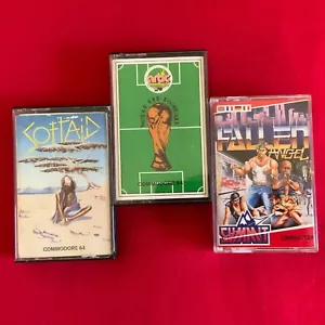 De colección Commodore 64 Juegos Ayuda Suave Copa Mundial Fútbol Ángel Caído x 3 Cintas - Imagen 1 de 6
