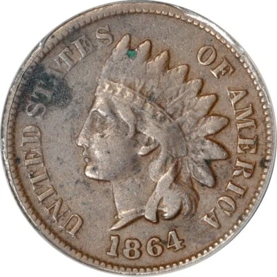 1864-L 1C RPD FS-2302 Snow-3 Indian Cent ANACS VF30 Det.(Corroded) #709 SEPQ - Image 1 of 3