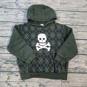 Gymboree Boys Green Skull & Crossbones Hooded Sweatshirt Size SM 5-6 - Picture 1 of 6