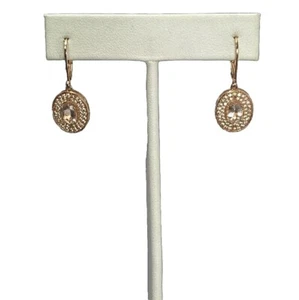 VTG Rose Gold over Sterling Silver Quartz Crystal Drop Dangle Leverback Earrings - Picture 1 of 10
