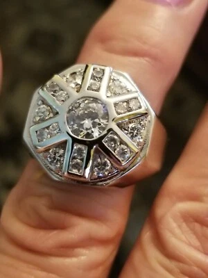 男式戒指带 3.00 克拉立方氧化锆 925 纯银 11 码 — 第 1/4 张图片