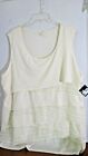 Willow Bay~Ivory Sleeveless Tiered Shirt Top Blouse~Women's 3X~Nwt