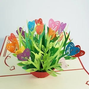 HEART FLOWER pop-up greeting card (handmade,beautiful,unique gift/decor/art) - Picture 1 of 3