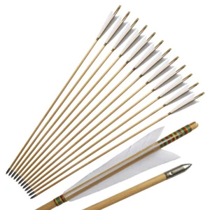 12Pcs 33" Handmade Wooden Arrows Tradition Europe Style Turkey Feather Longbow - Picture 1 of 10