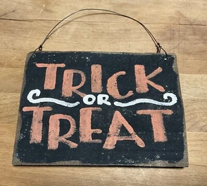 Primitives Trick or Treat schwarzes Holzschild Halloween - Bild 1 von 5